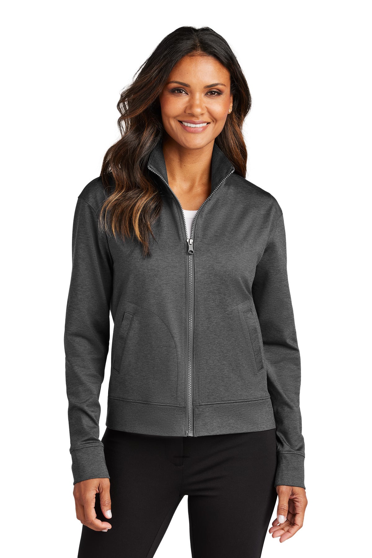 Port Authority Women's C-FREE Double Knit Full-Zip LK881 in Grey Steel Heather