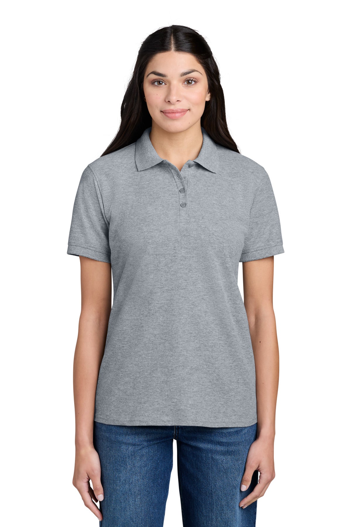 Port & Co Women's Core Blend Pique Polo. LKP155 in Athletic Heather