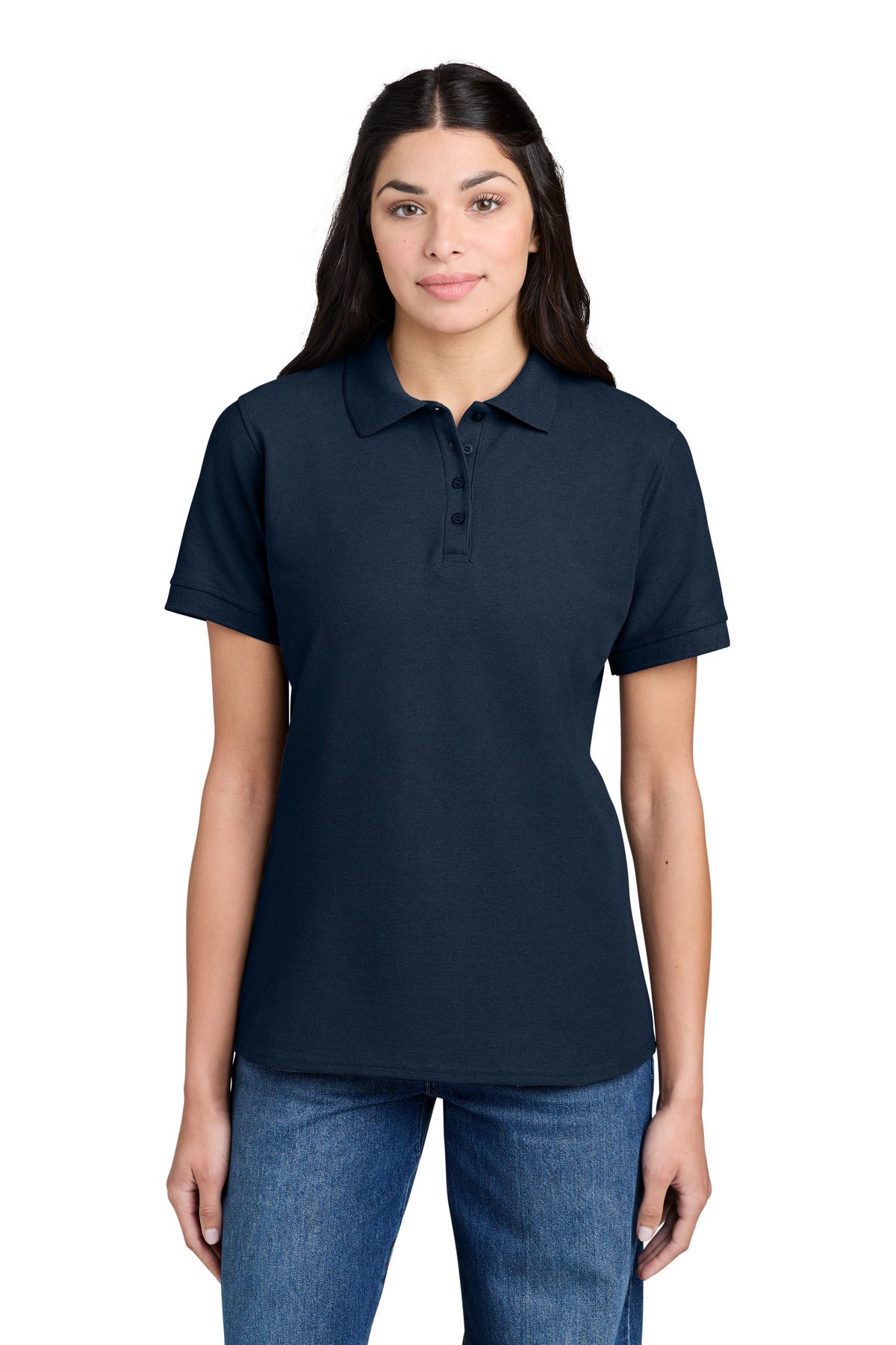Port & Co Women's Core Blend Pique Polo. LKP155 in Deep Navy