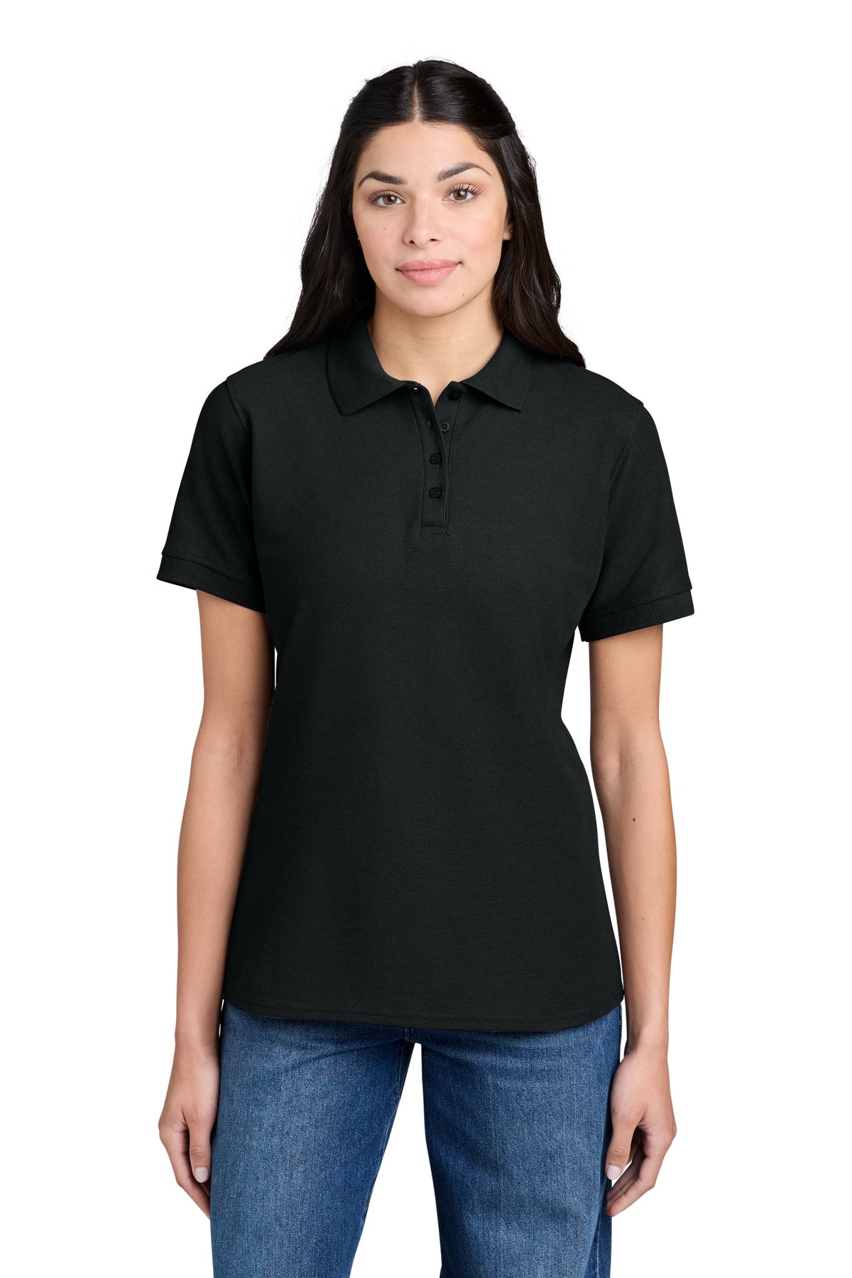 Port & Co Women's Core Blend Pique Polo. LKP155 in Jet Black