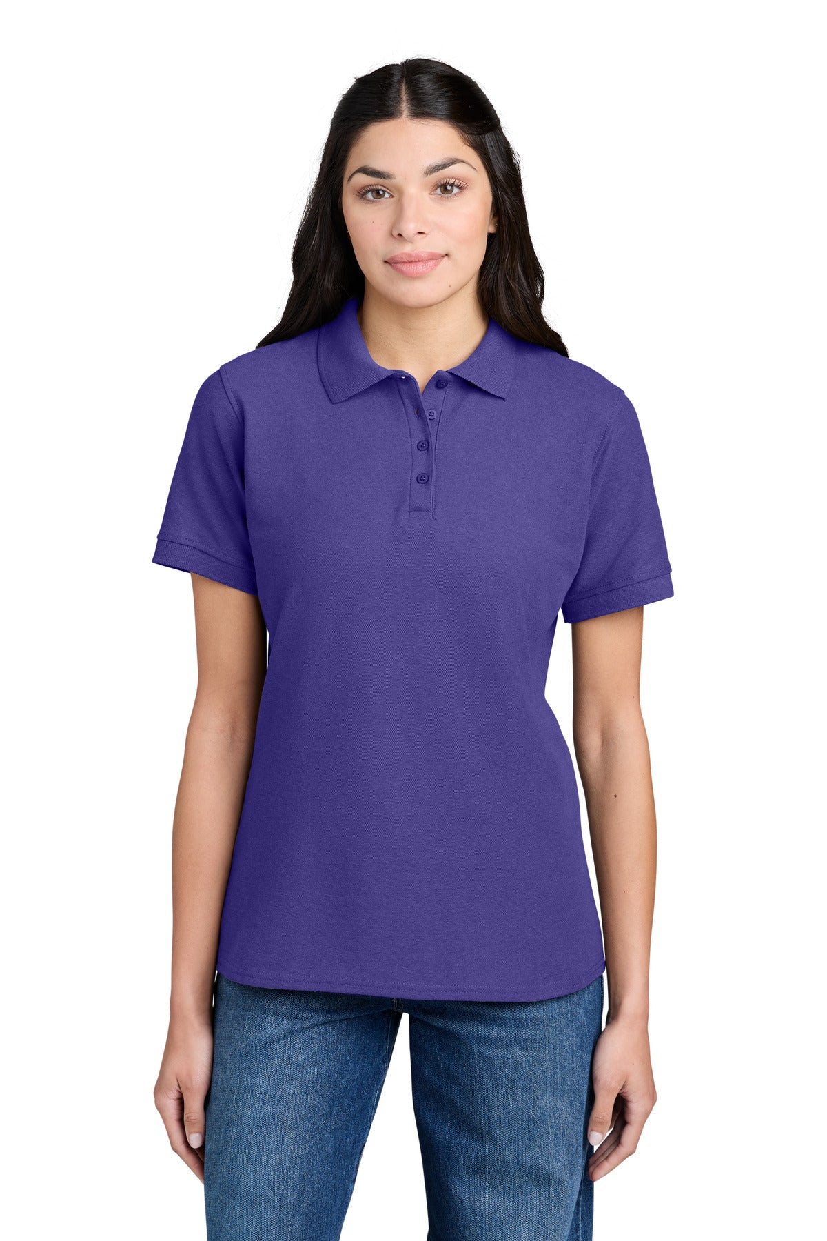 Port & Co Women's Core Blend Pique Polo. LKP155 in Purple
