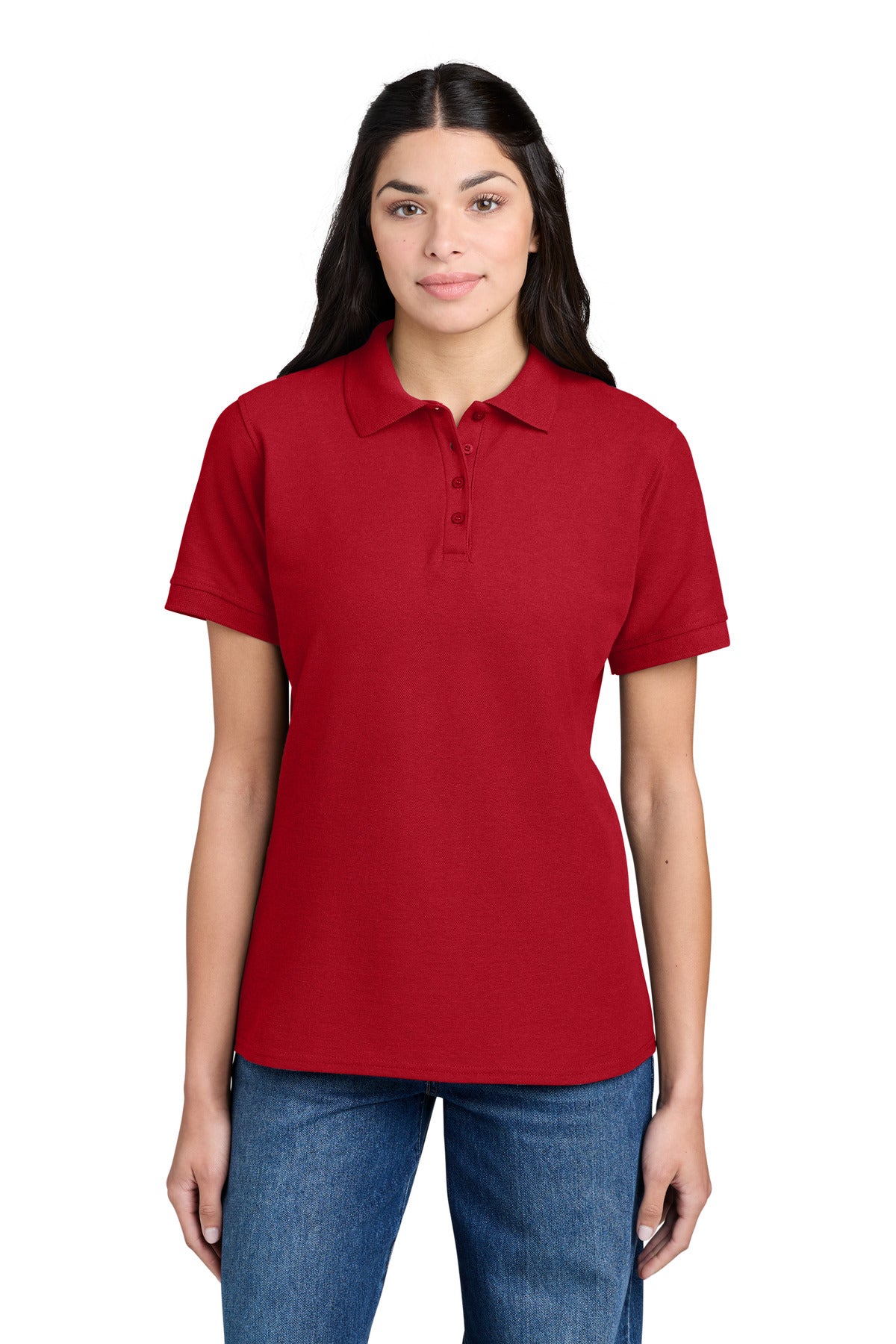 Port & Co Women's Core Blend Pique Polo. LKP155 in Red