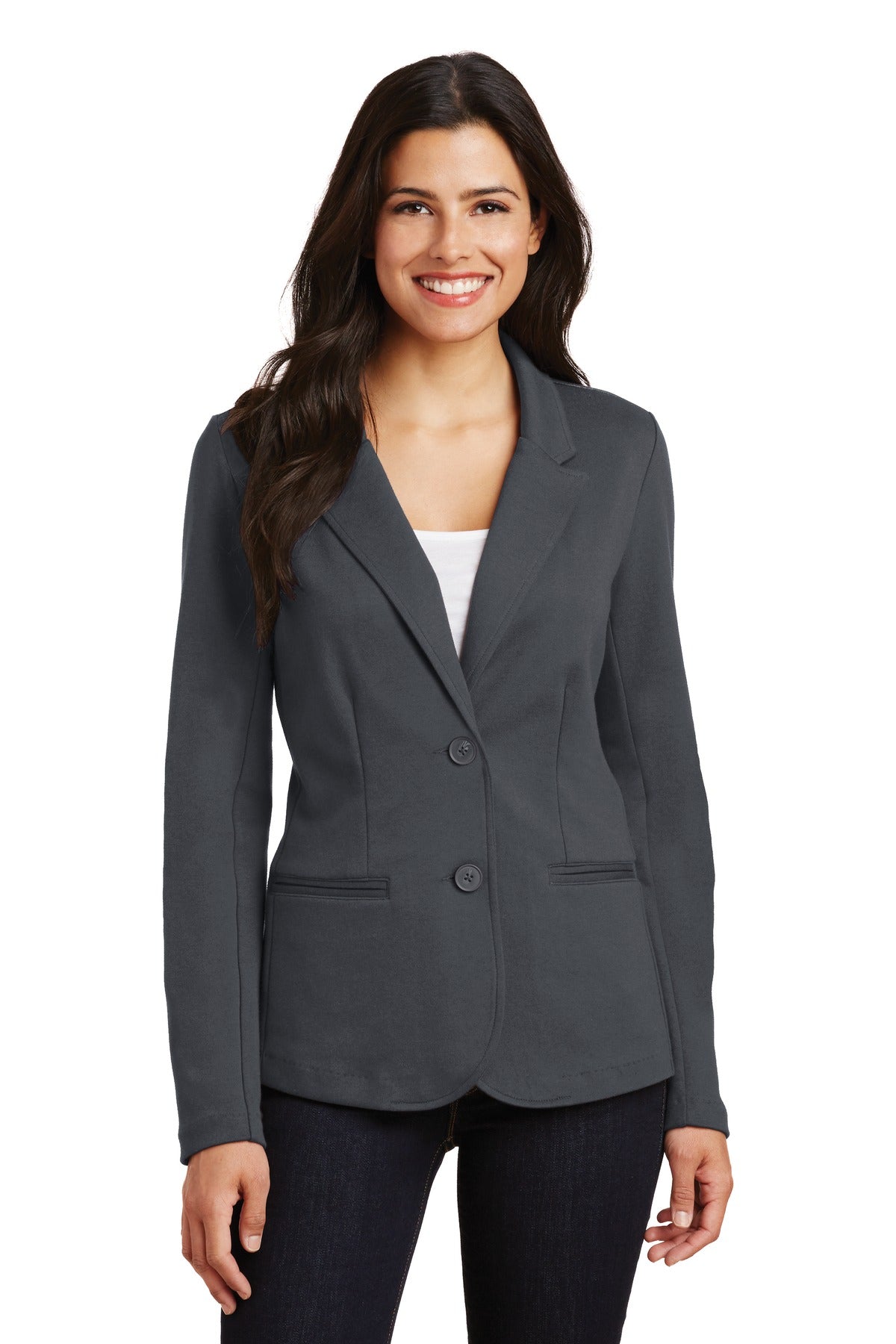 Port Authority Women's Knit Blazer. LM2000 in Battleship Grey