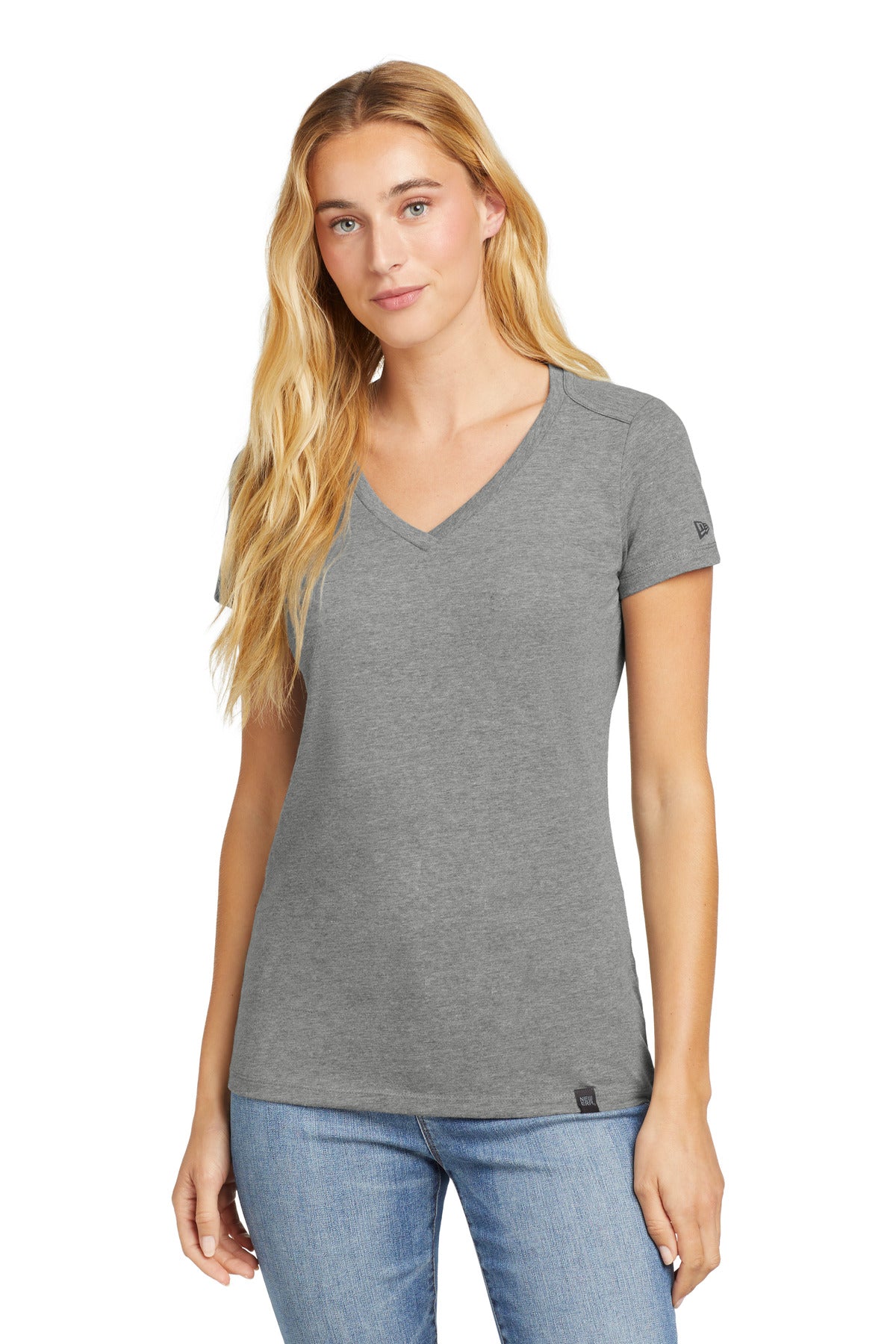 New Era  Women's Heritage Blend V-Neck Tee. LNEA101 in Shadow Grey Heather