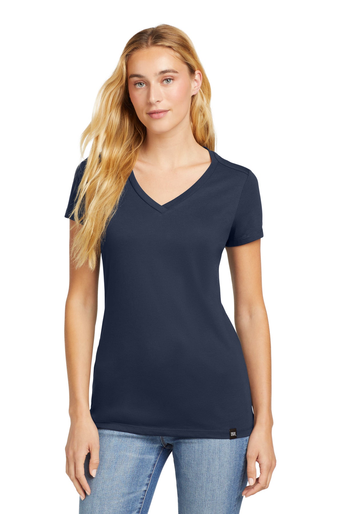 New Era  Women's Heritage Blend V-Neck Tee. LNEA101 in True Navy