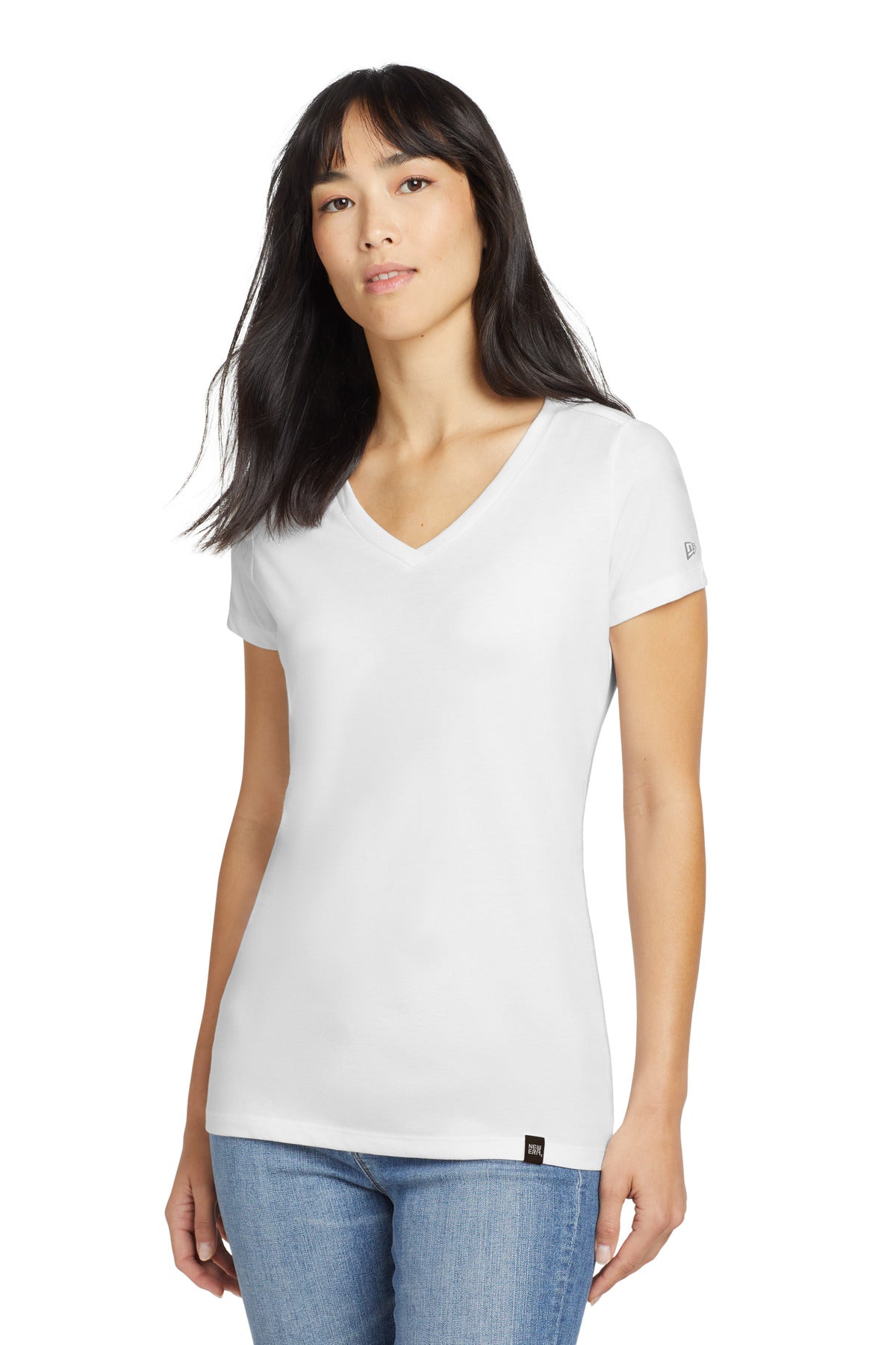 New Era  Women's Heritage Blend V-Neck Tee. LNEA101 in White