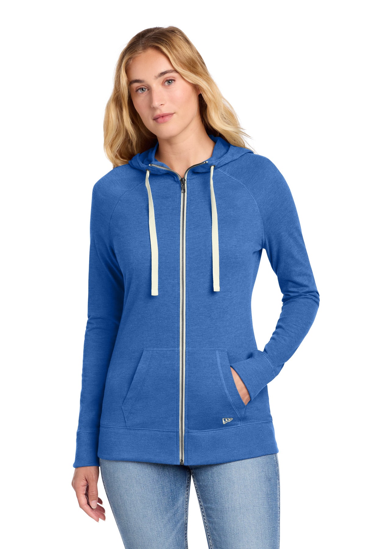 New Era Women's Sueded Cotton Blend Full-Zip Hoodie. LNEA122 in Royal Heather