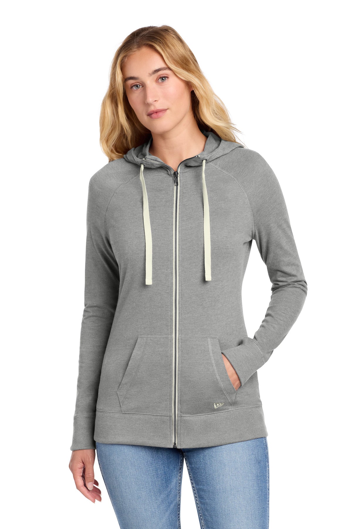 New Era Women's Sueded Cotton Blend Full-Zip Hoodie. LNEA122 in Shadow Grey Heather