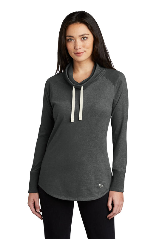 New Era  Women's Sueded Cotton Blend Cowl Tee LNEA123 in Black Heather