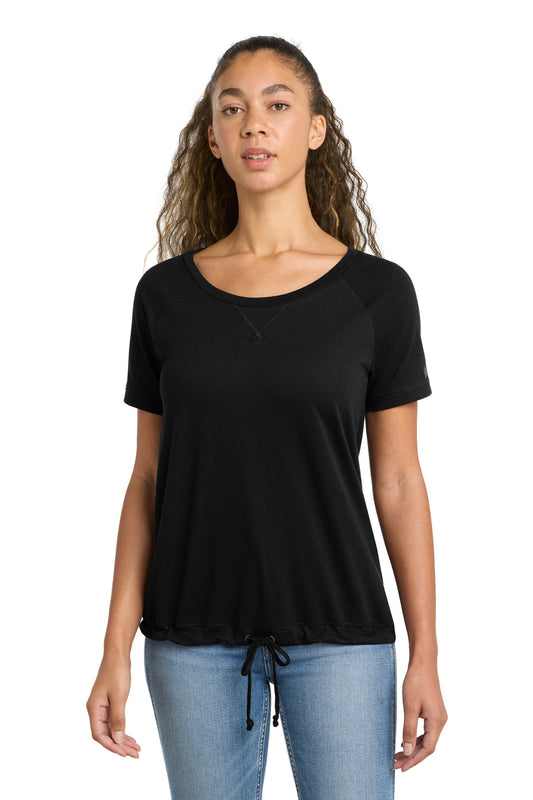 New Era  Women's Tri-Blend Performance Cinch Tee. LNEA133 in Black Solid