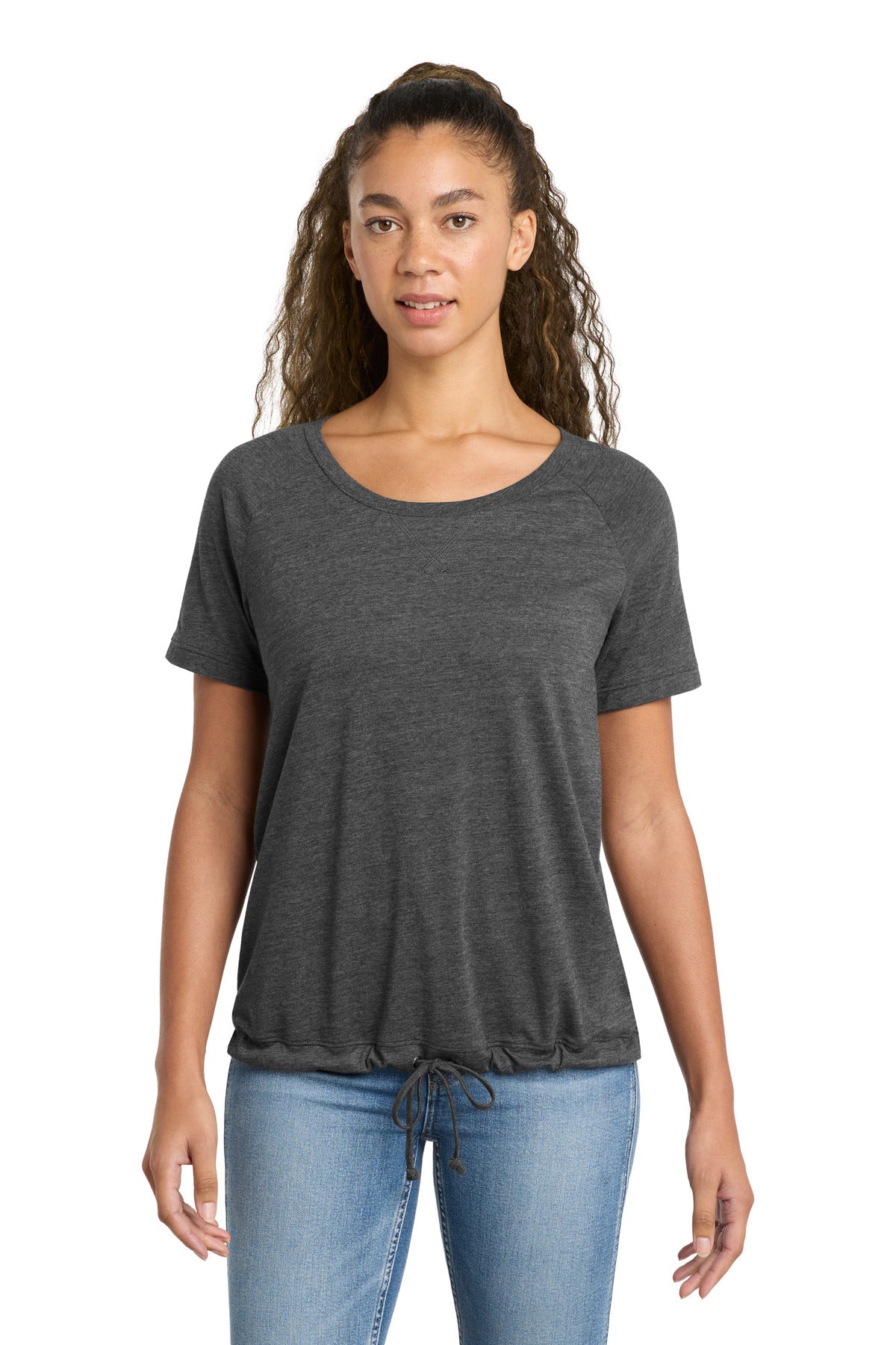 New Era  Women's Tri-Blend Performance Cinch Tee. LNEA133 in Dark Graphite