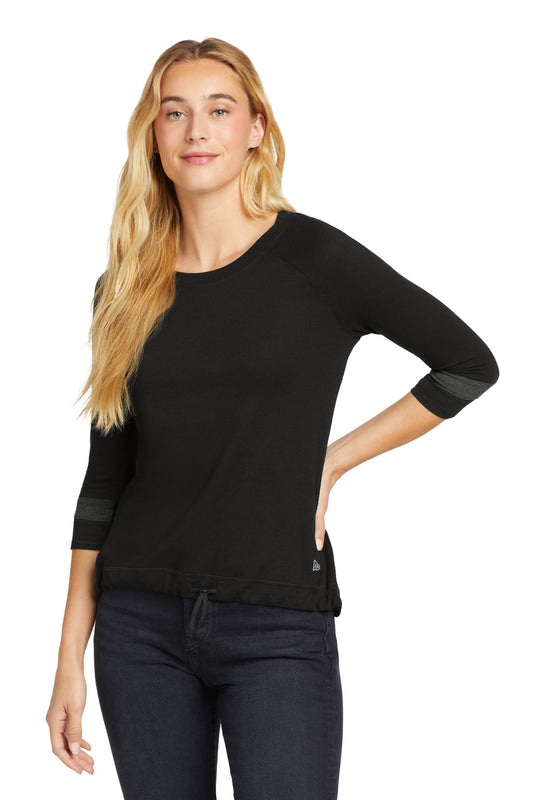 New Era  Women's Tri-Blend 3/4-Sleeve Tee LNEA136 in Black Solid/ Graphite