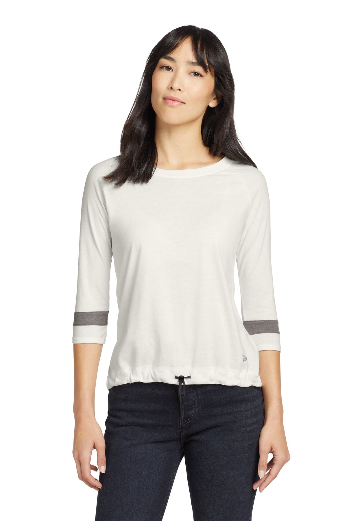 New Era  Women's Tri-Blend 3/4-Sleeve Tee LNEA136 in Fan White Solid/ Shadow Grey