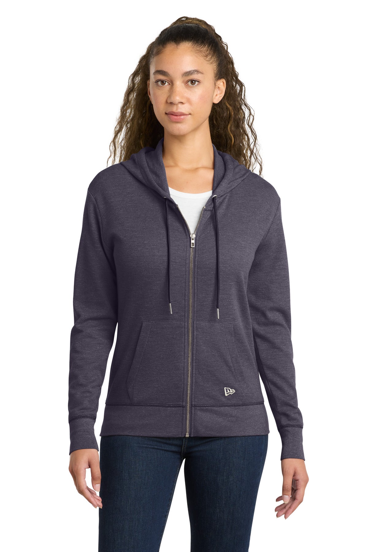 New Era Women's Thermal Full-Zip Hoodie LNEA141 in True Navy Heather