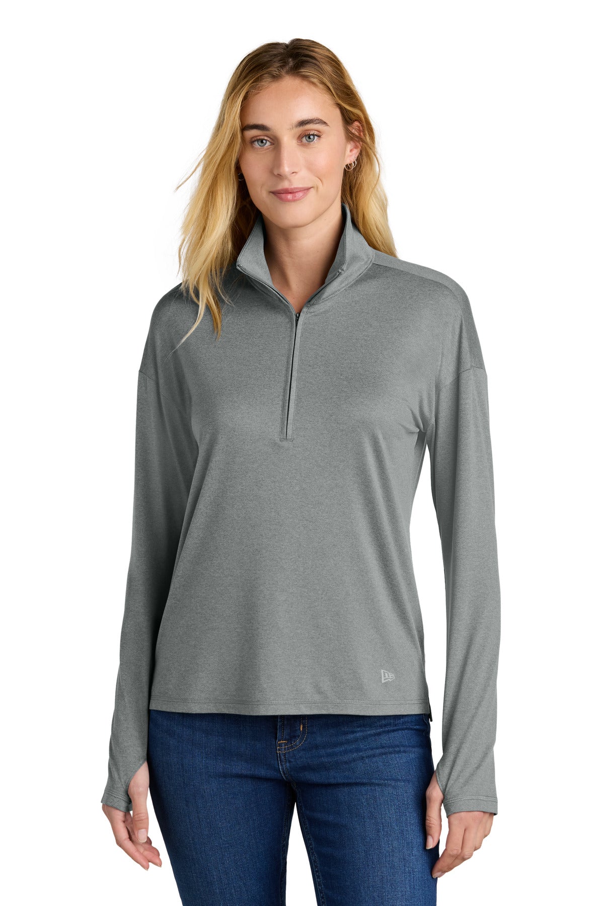 New Era Women's Power 1/2-Zip LNEA228 in Shadow Grey Heather