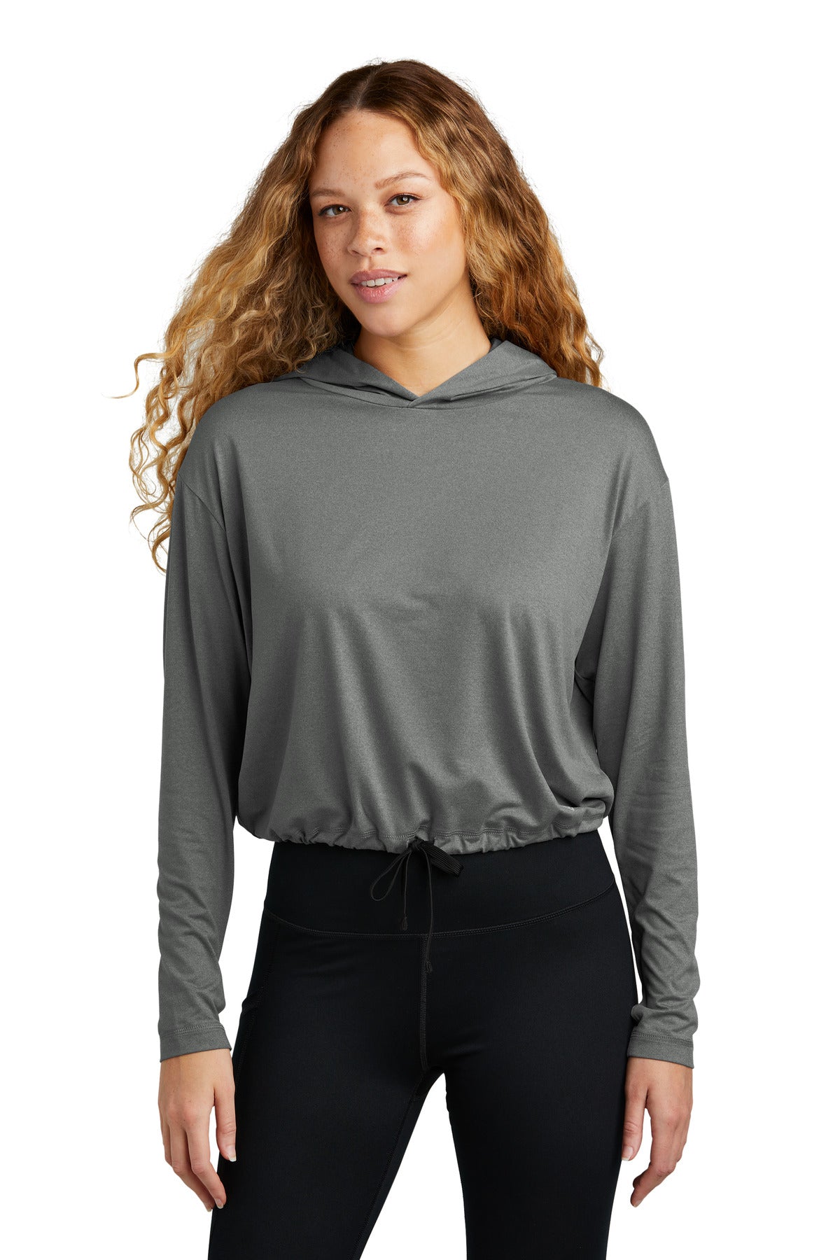 New Era Women's Power Long Sleeve Hoodie LNEA229 in Shadow Grey Heather