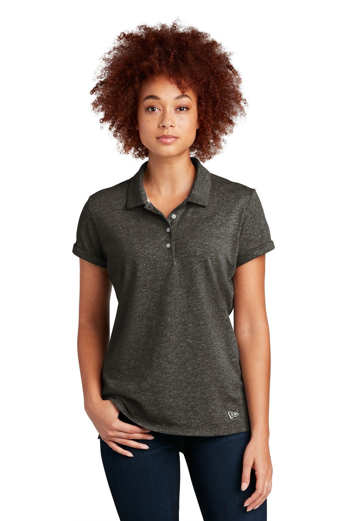 New Era  Women's Slub Twist Polo LNEA301 in Black Twist