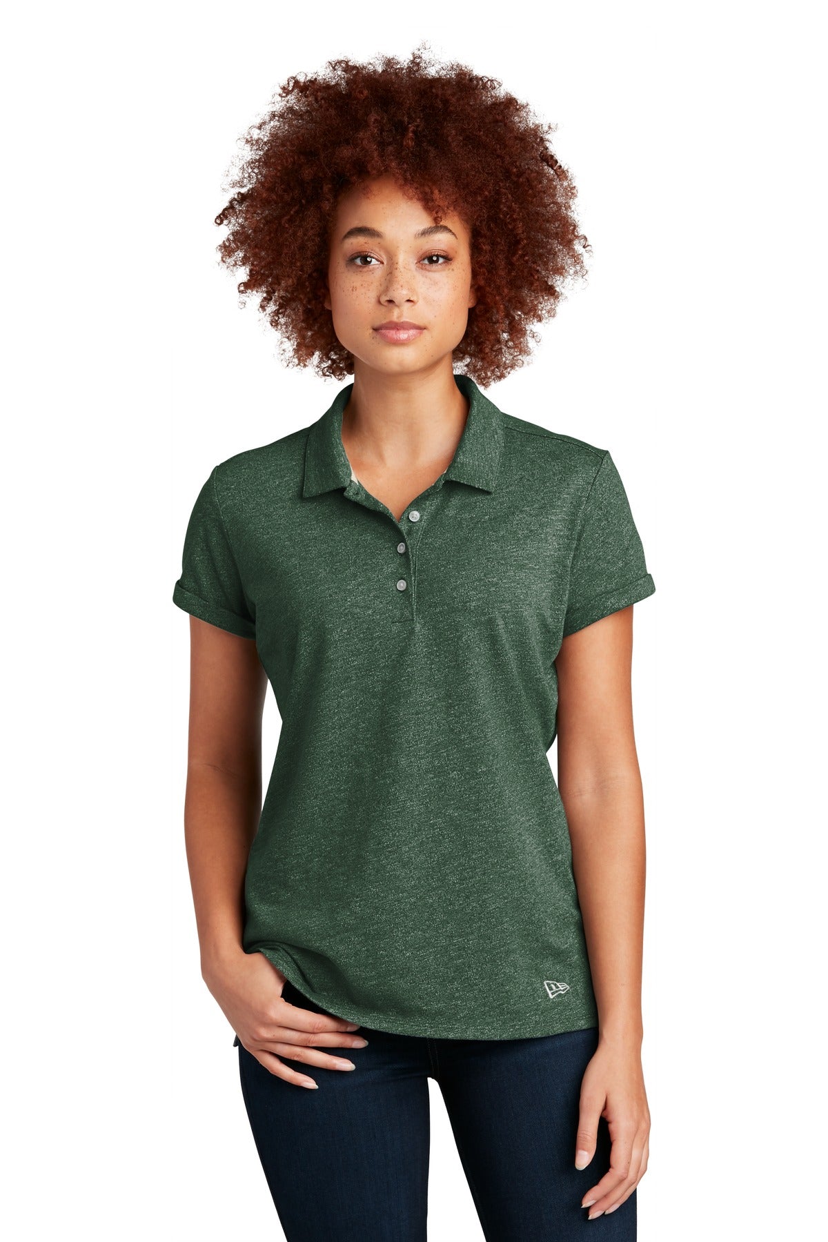 New Era  Women's Slub Twist Polo LNEA301 in Dark Green Twist