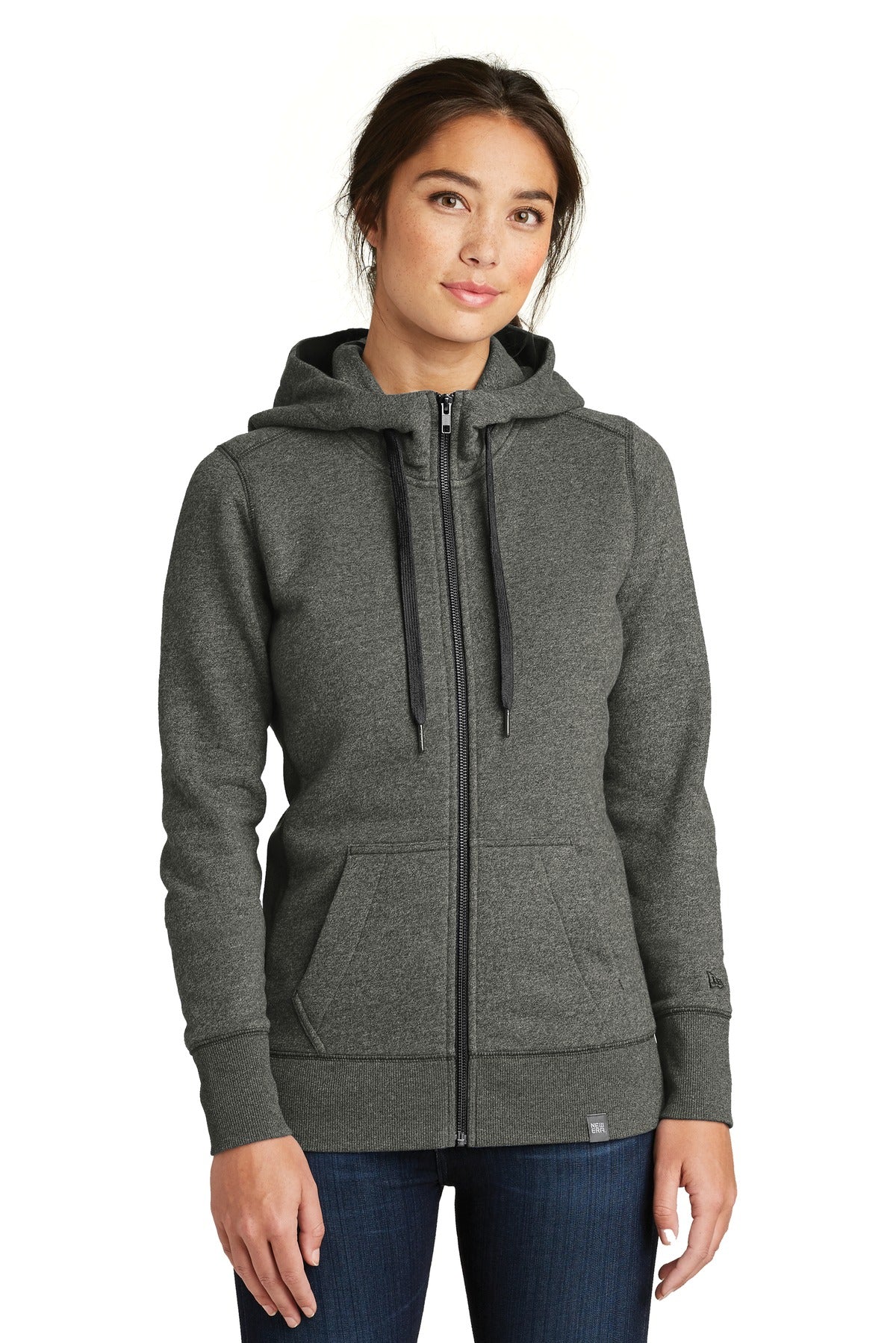 New Era  Women's French Terry Full-Zip Hoodie. LNEA502 in Black Twist