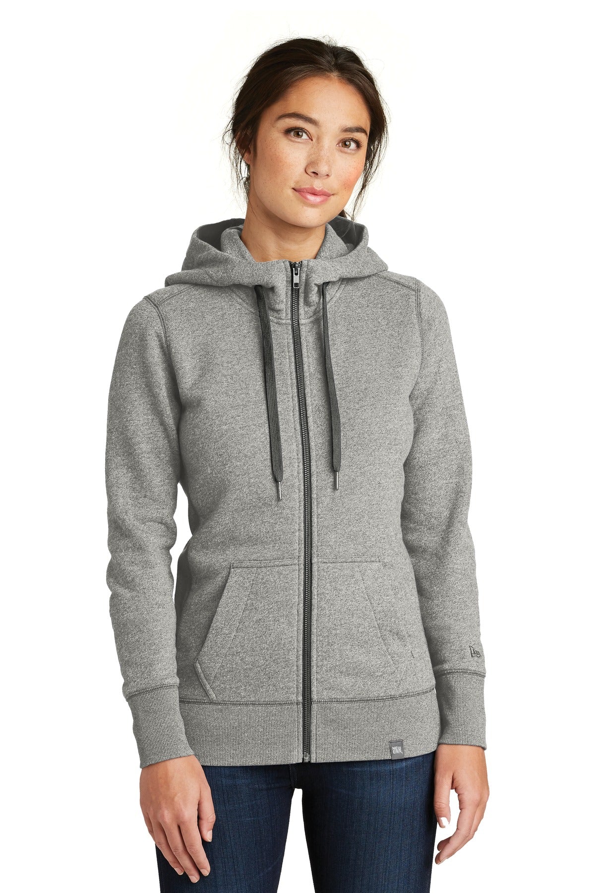 New Era  Women's French Terry Full-Zip Hoodie. LNEA502 in Light Graphite Twist