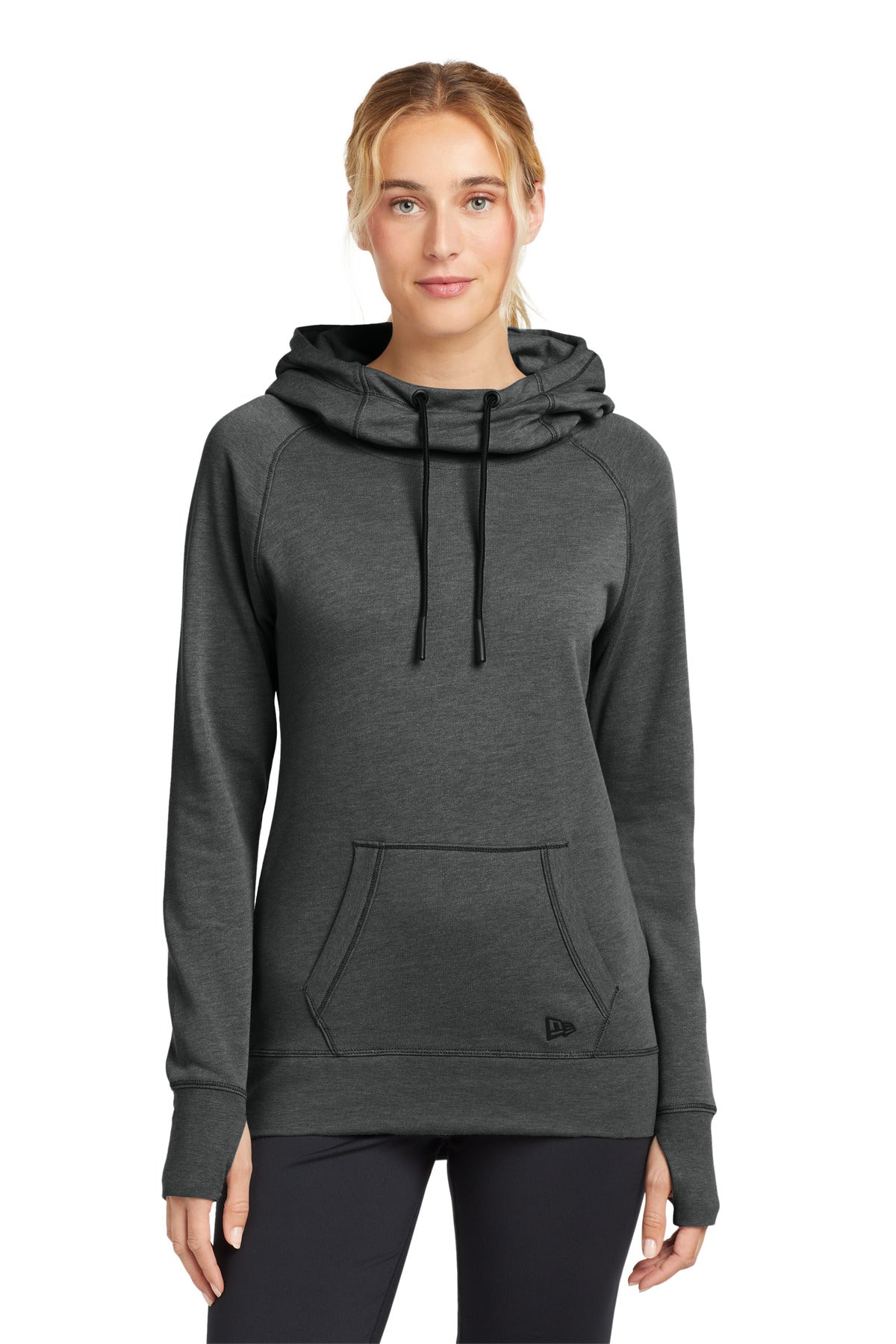New Era  Women's Tri-Blend Fleece Pullover Hoodie. LNEA510 in Black Heather