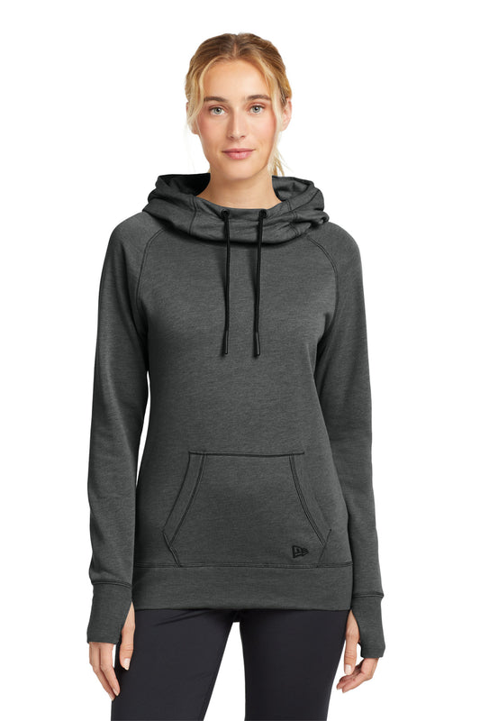 New Era  Women's Tri-Blend Fleece Pullover Hoodie. LNEA510 in Black Heather
