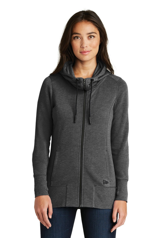 New Era  Women's Tri-Blend Fleece Full-Zip Hoodie. LNEA511 in Black Heather