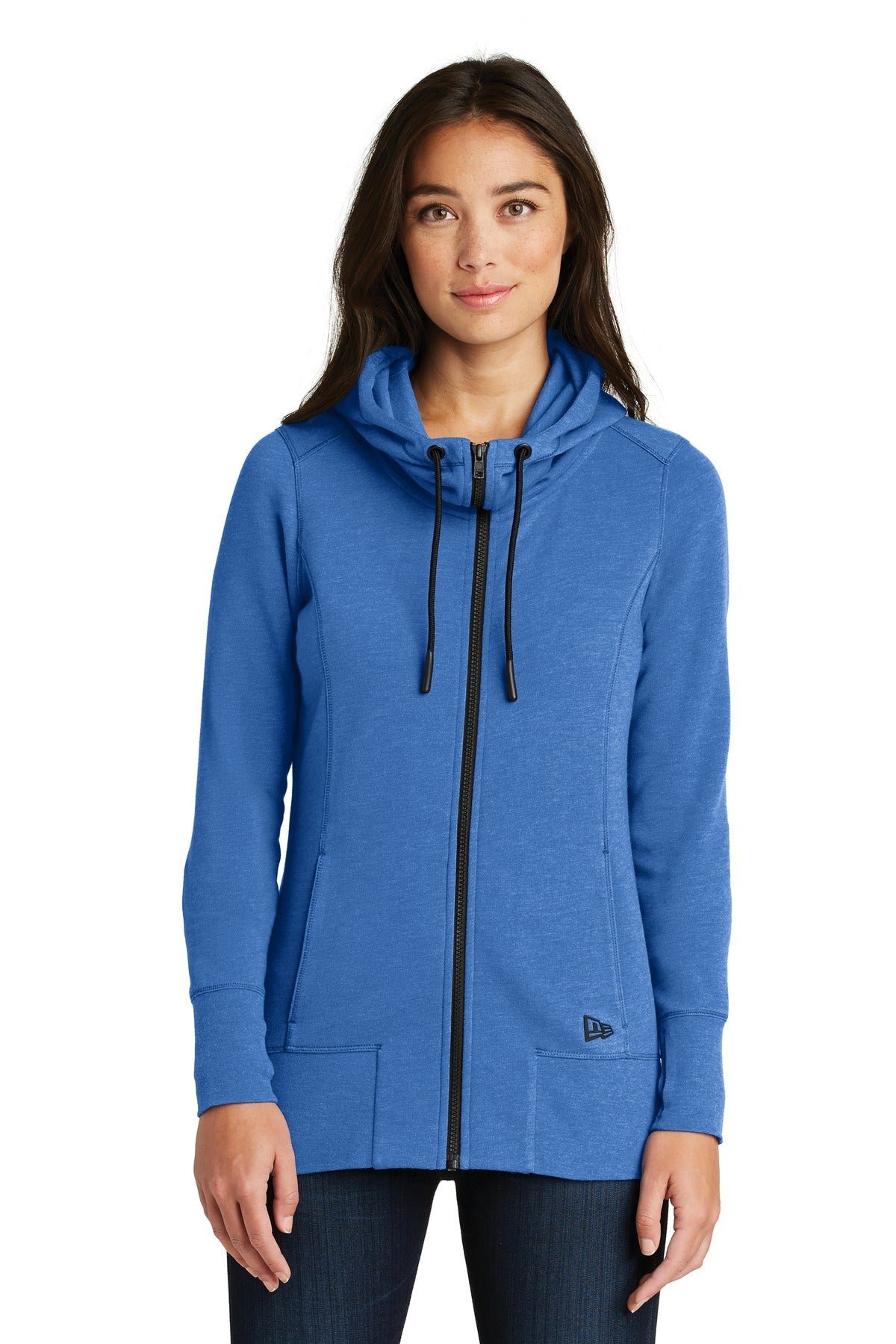 New Era  Women's Tri-Blend Fleece Full-Zip Hoodie. LNEA511 in Royal Heather
