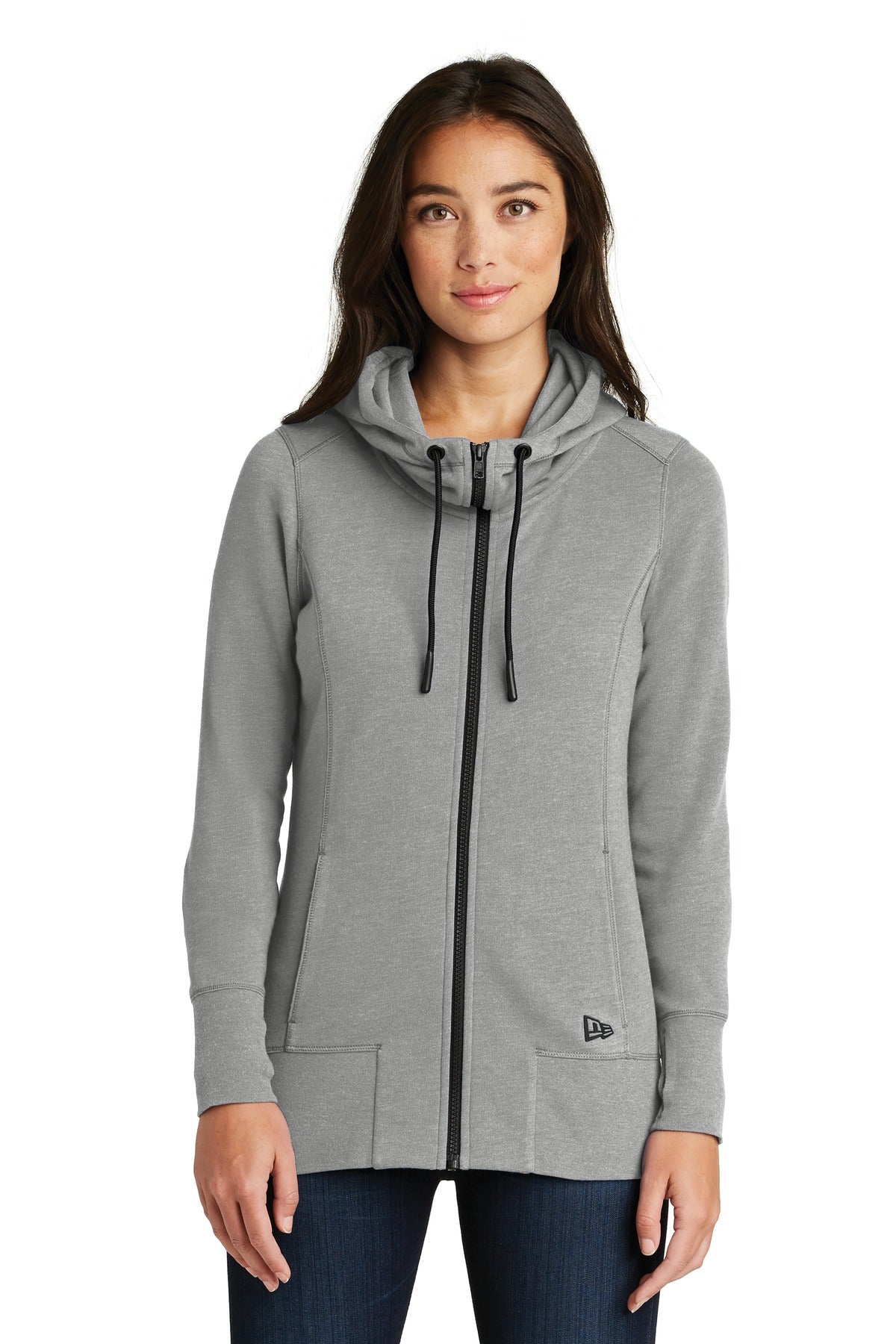 New Era  Women's Tri-Blend Fleece Full-Zip Hoodie. LNEA511 in Shadow Grey Heather