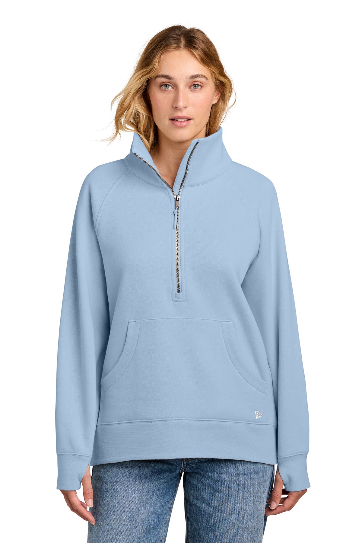 New Era Women's Heritage Fleece 1/2-Zip LNEA528 in Cloud Blue