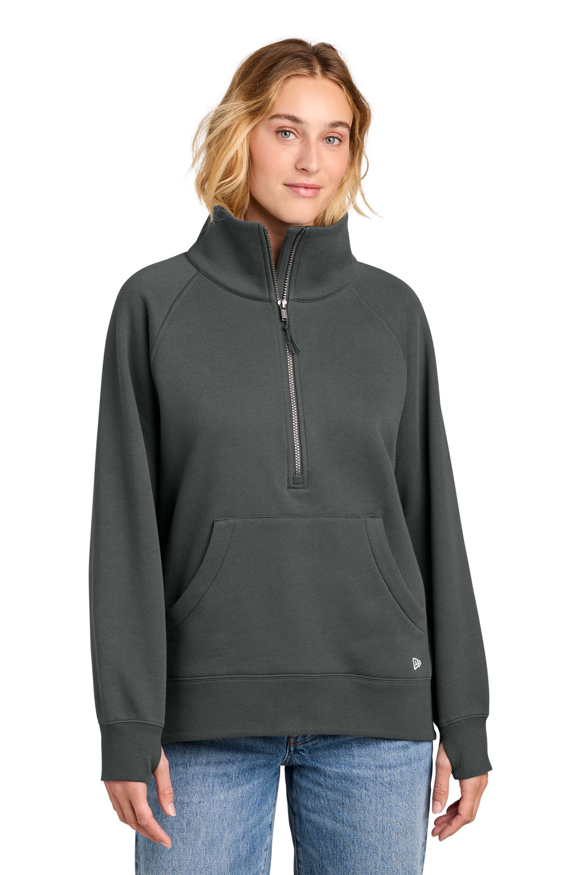 New Era Women's Heritage Fleece 1/2-Zip LNEA528 in Graphite