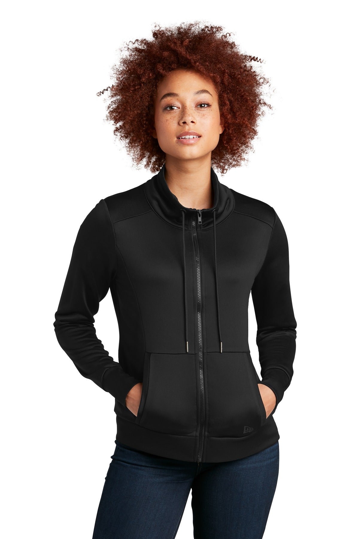 New Era Women's Performance Terry Full-Zip Cowl LNEA530 in Black