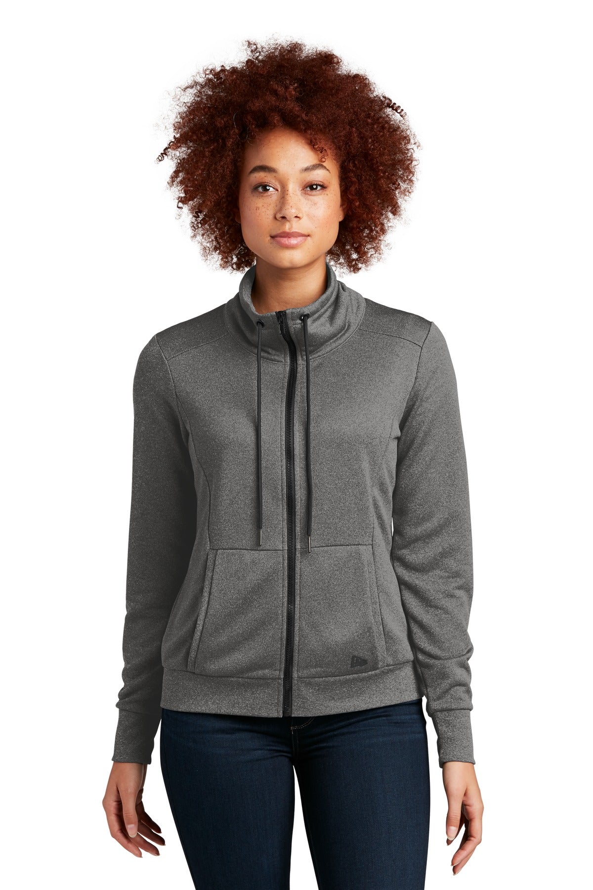 New Era Women's Performance Terry Full-Zip Cowl LNEA530 in Graphite Heather