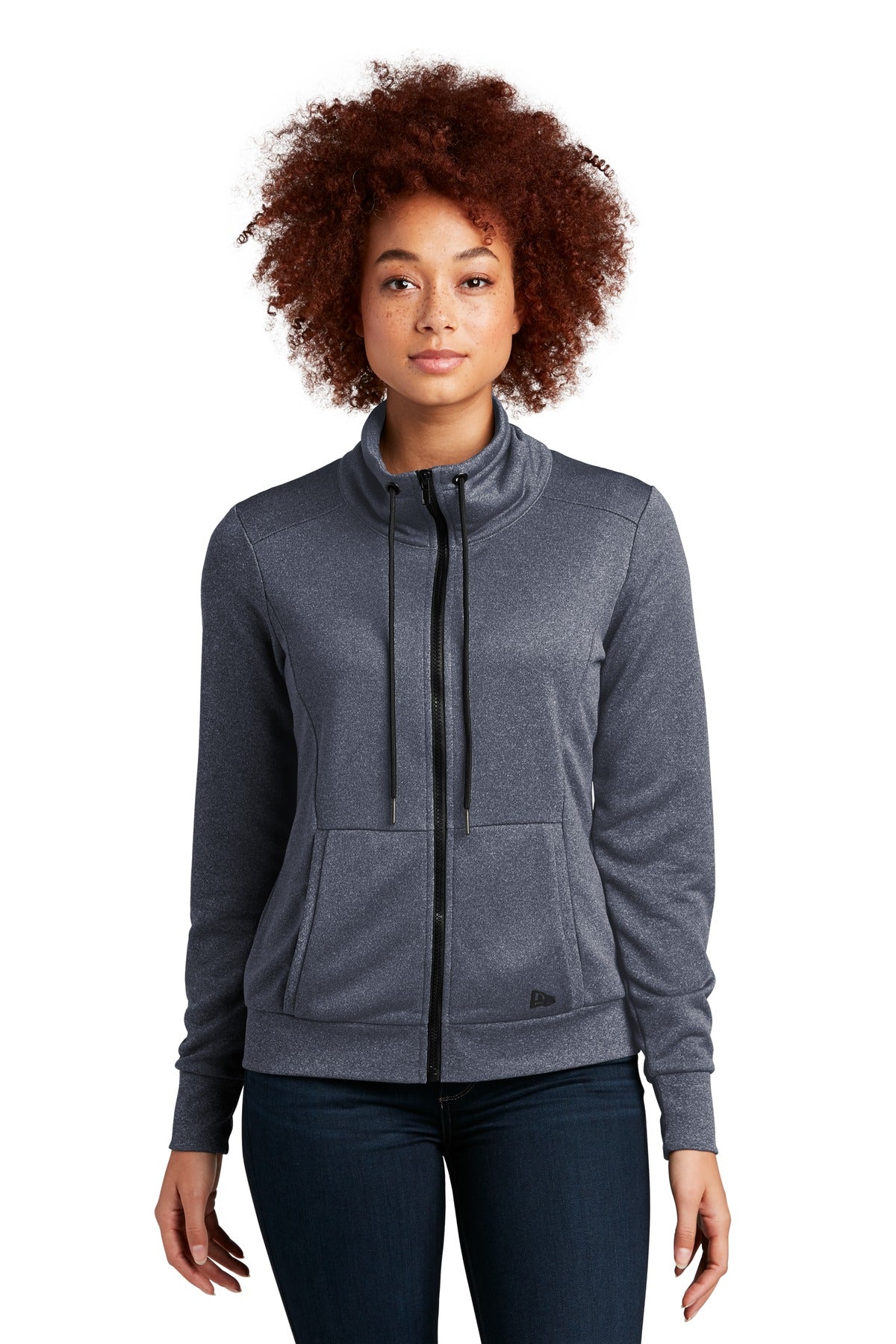 New Era Women's Performance Terry Full-Zip Cowl LNEA530 in True Navy Heather