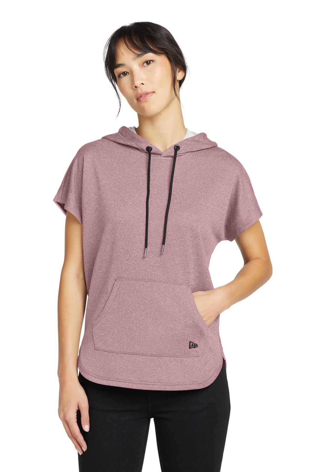 New Era  Women's Performance Terry Short Sleeve Hoodie LNEA533 in Dusty Mauve Heather