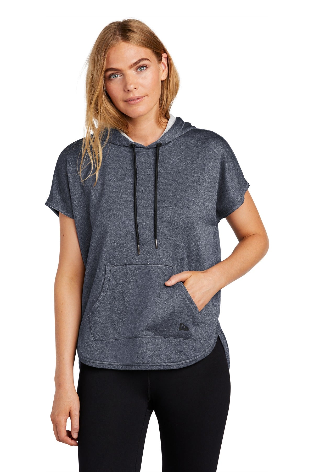 New Era  Women's Performance Terry Short Sleeve Hoodie LNEA533 in True Navy Heather