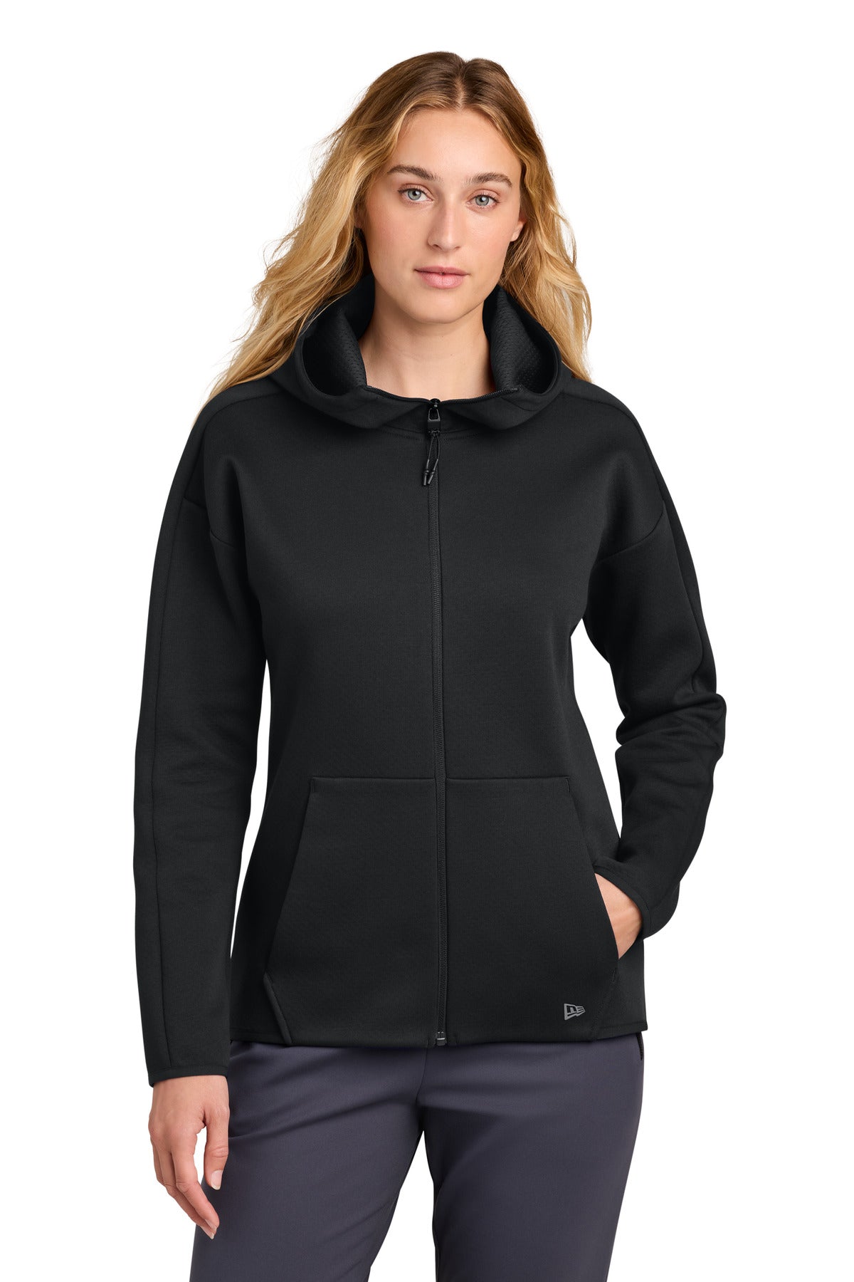New Era Women's Double Back Full-Zip Hoodie LNEA566 in Black