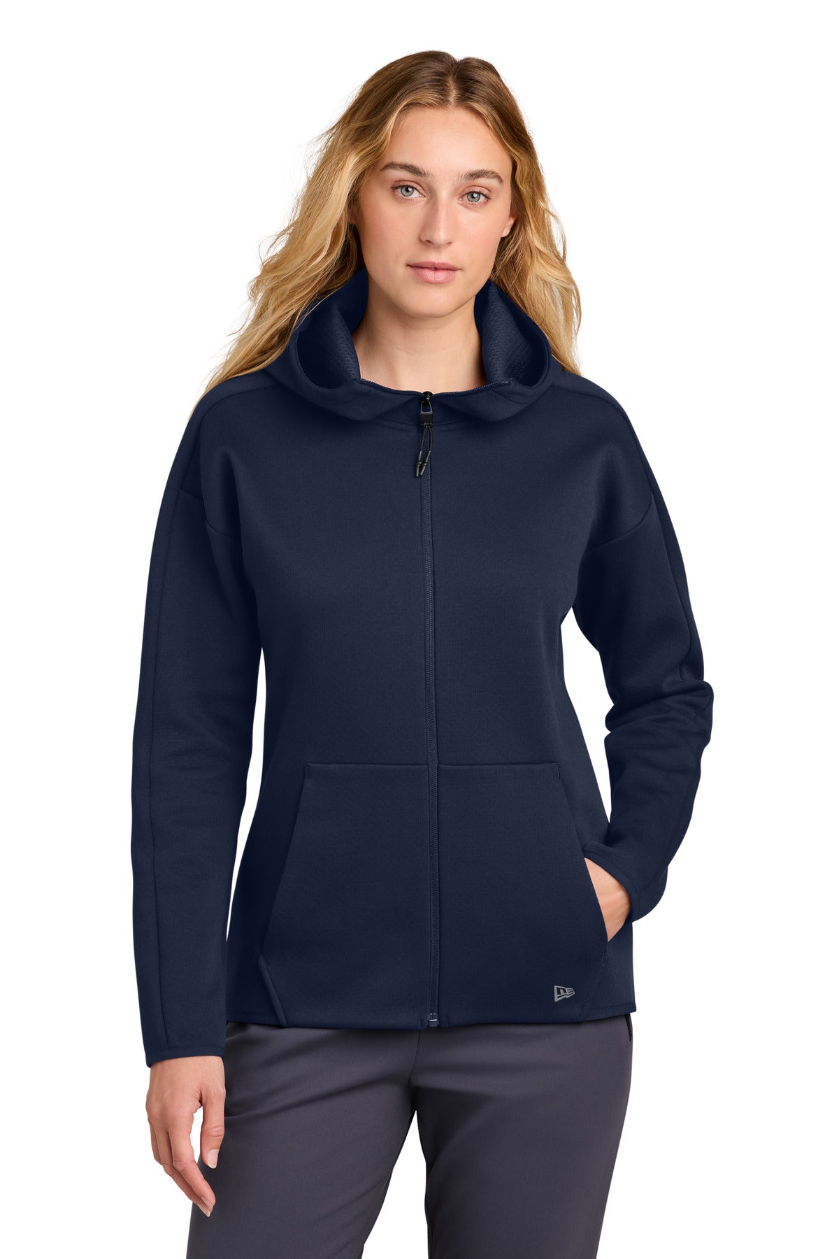 New Era Women's Double Back Full-Zip Hoodie LNEA566 in True Navy