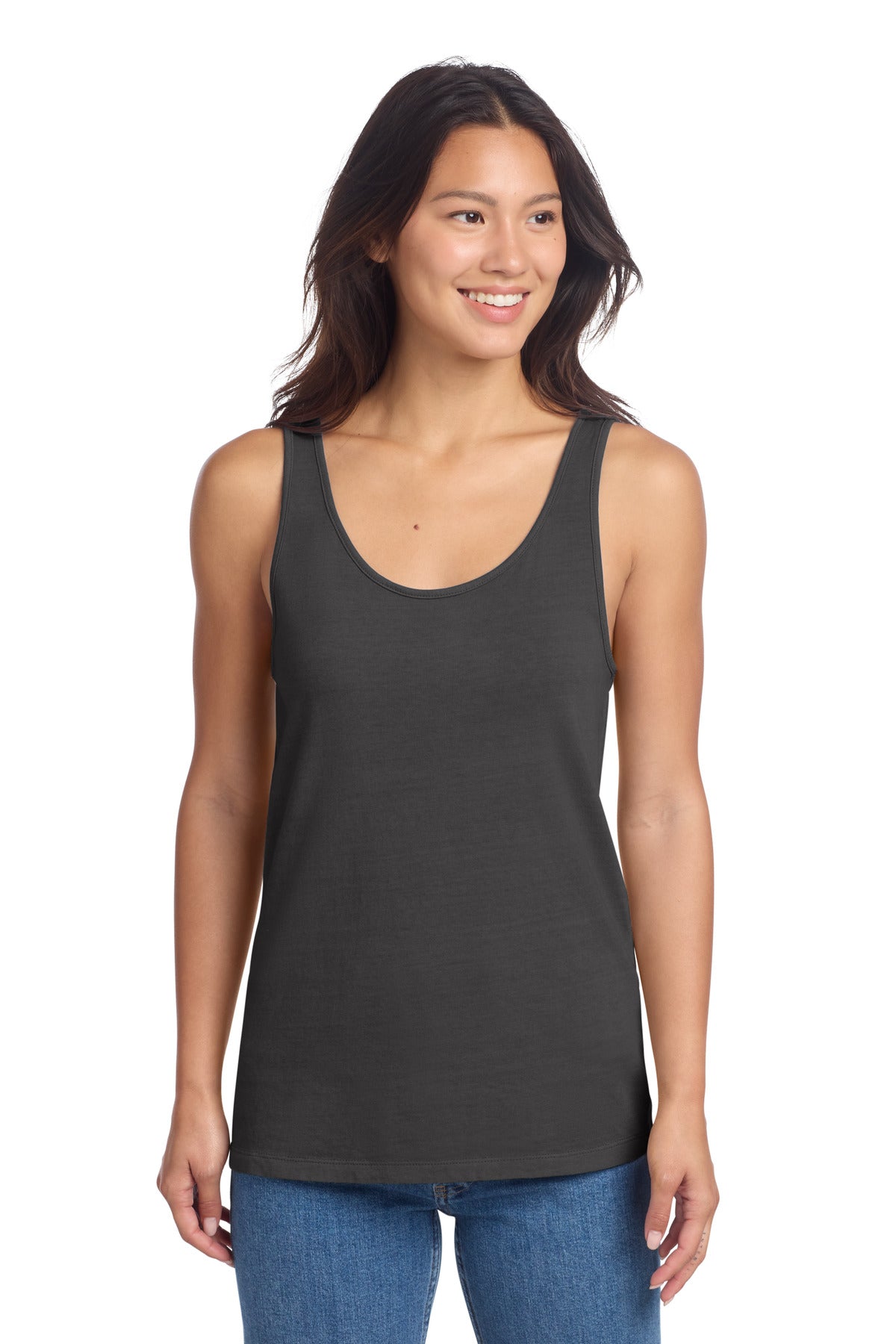 Port & Co Women's Beach Wash Garment-Dyed Tank LPC099TT in Coal