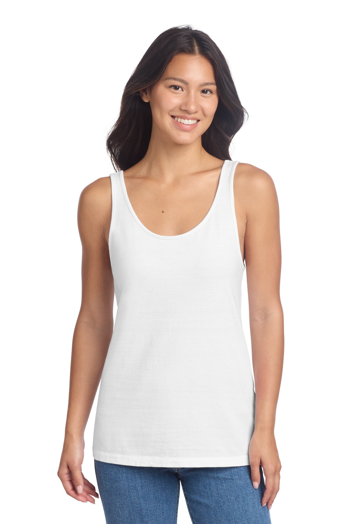 Port & Co Women's Beach Wash Garment-Dyed Tank LPC099TT in White