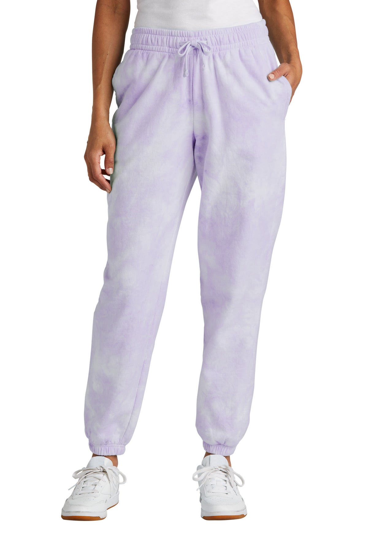 Port & Co Women's Beach Wash Cloud Tie-Dye Sweatpant LPC140P in Amethyst