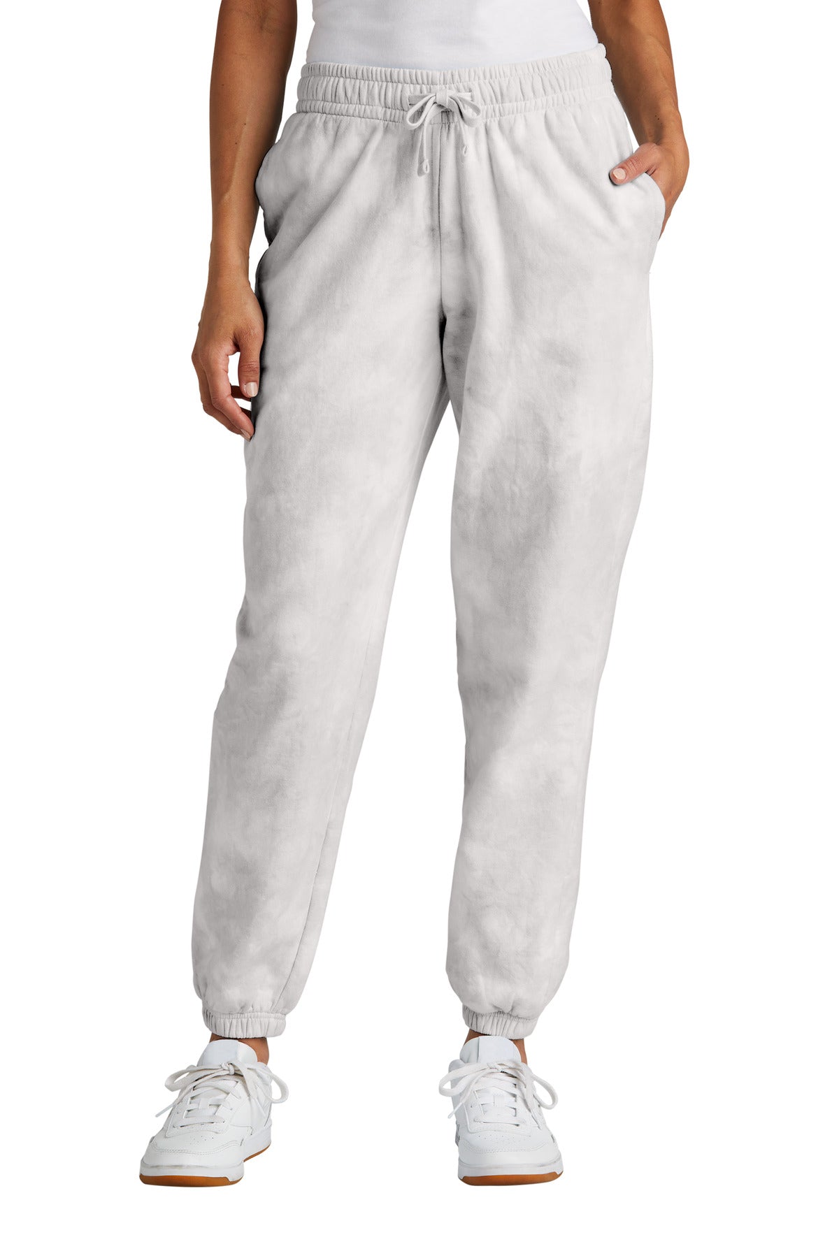 Port & Co Women's Beach Wash Cloud Tie-Dye Sweatpant LPC140P in Dove Grey