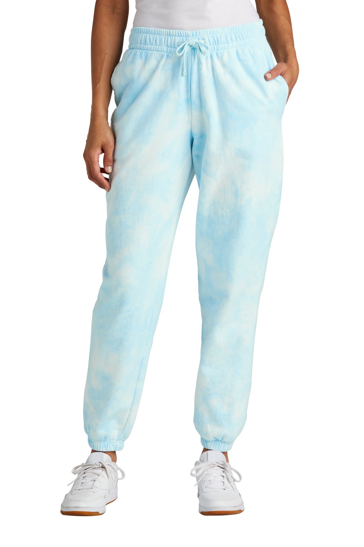 Port & Co Women's Beach Wash Cloud Tie-Dye Sweatpant LPC140P in Glacier