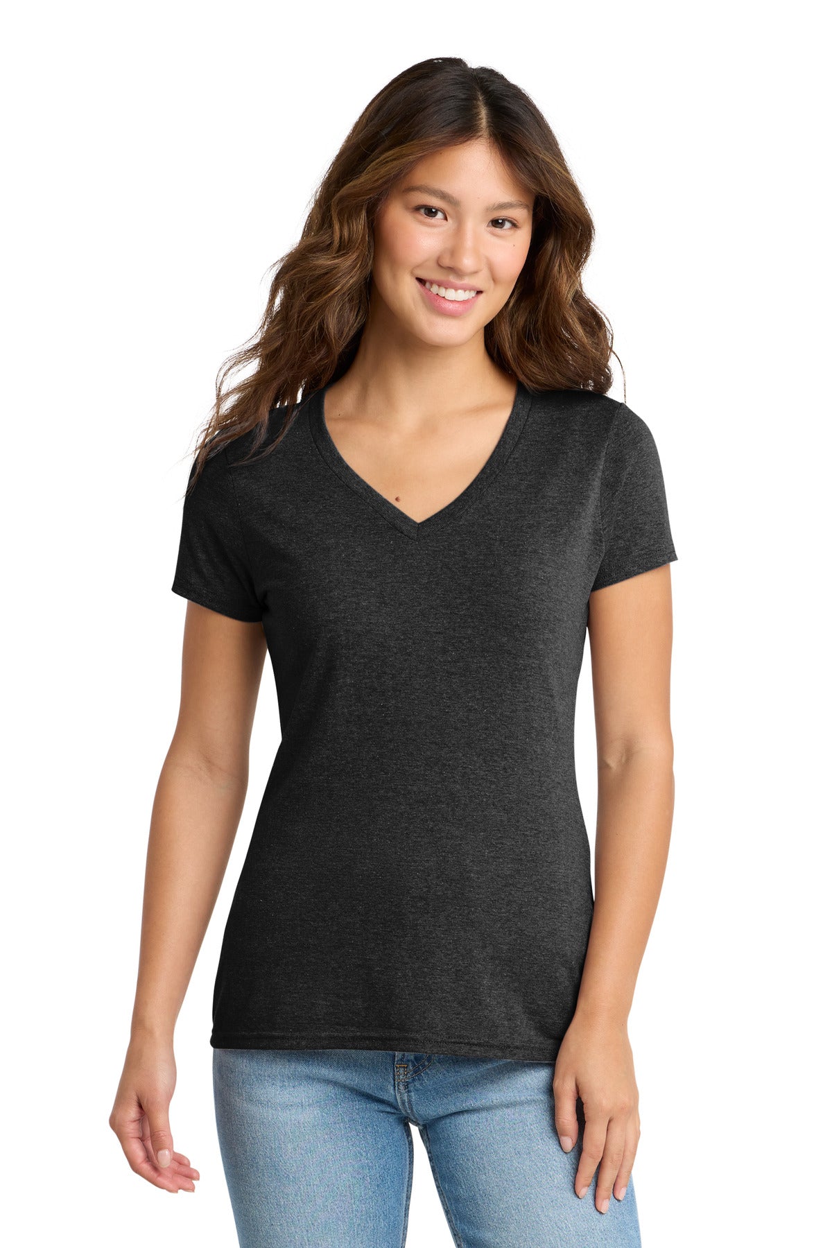 Port & Co Women's Tri-Blend V-Neck Tee. LPC330V in Black Heather