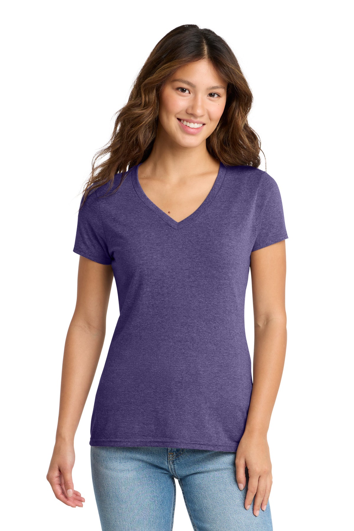 Port & Co Women's Tri-Blend V-Neck Tee. LPC330V in Team Purple Heather