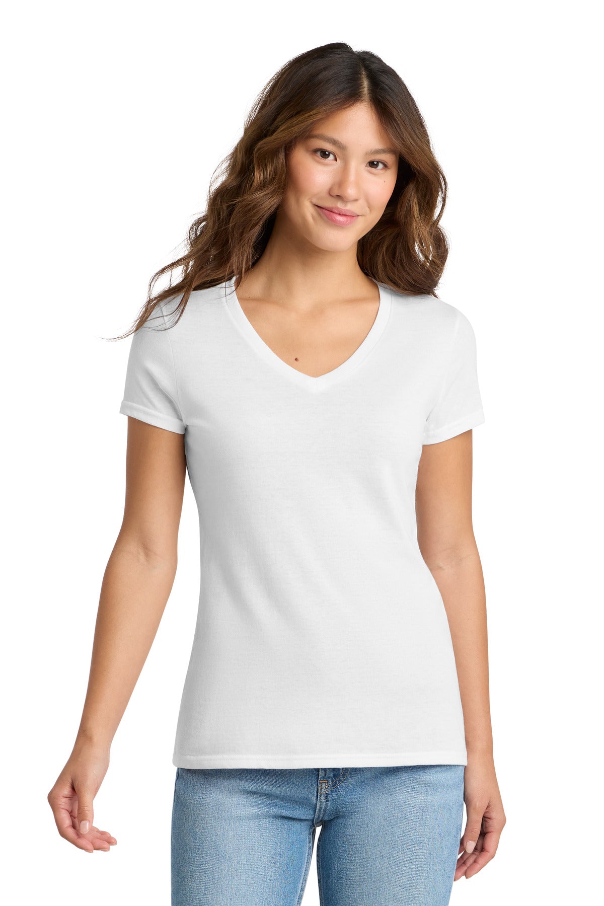 Port & Co Women's Tri-Blend V-Neck Tee. LPC330V in White