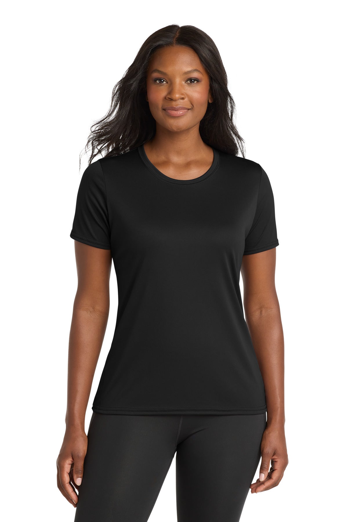 Port & Co Women's Performance Tee. LPC380 in Jet Black