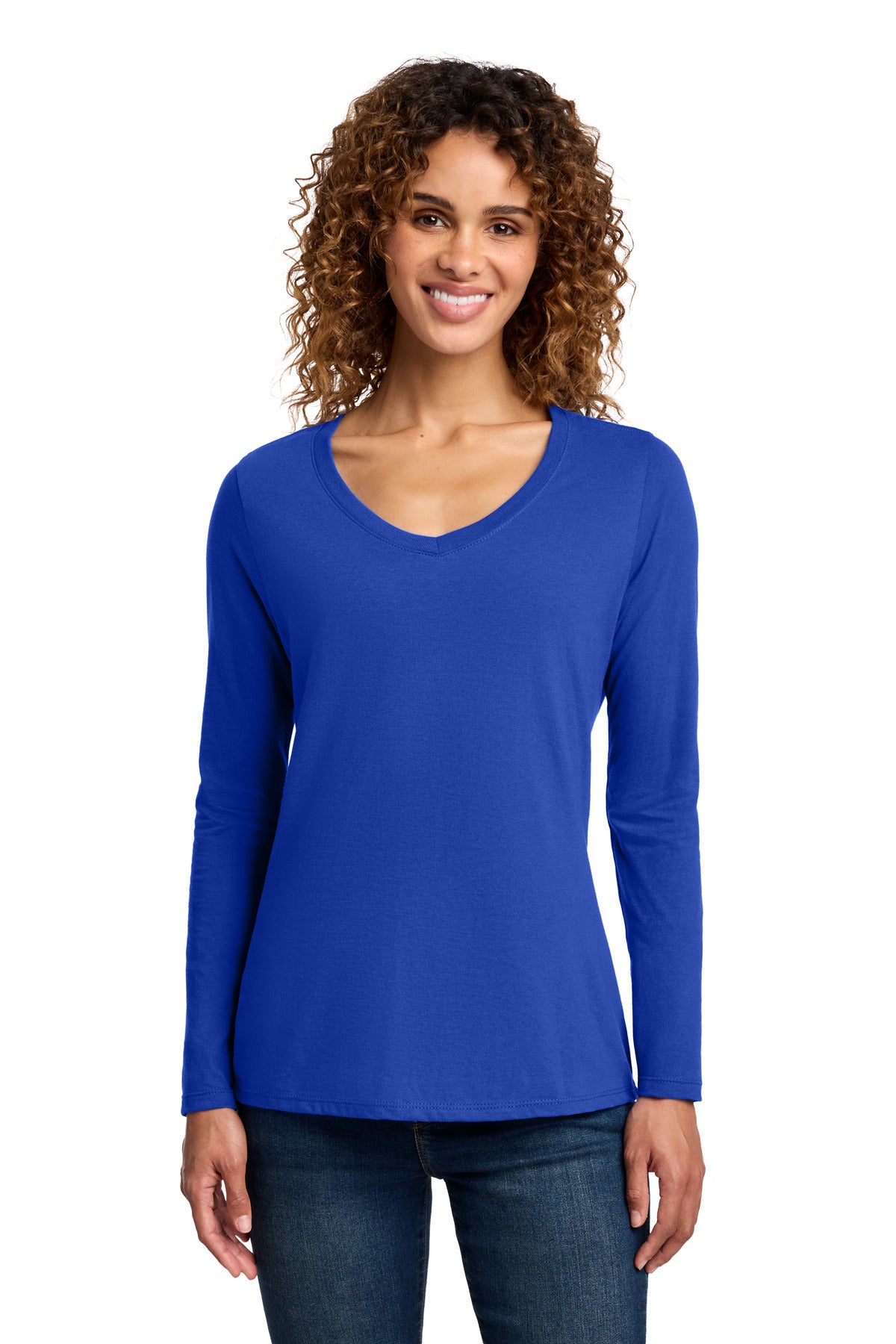 Port & Co Women's Long Sleeve Fan Favorite V-Neck Tee. LPC450VLS in True Royal