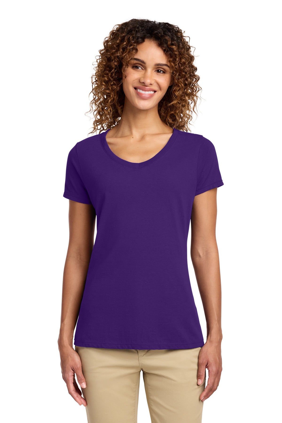 Port & Co Women's Fan Favorite V-Neck Tee. LPC450V in Team Purple
