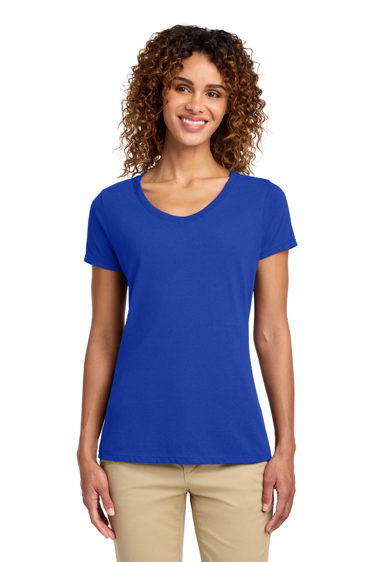 Port & Co Women's Fan Favorite V-Neck Tee. LPC450V in True Royal